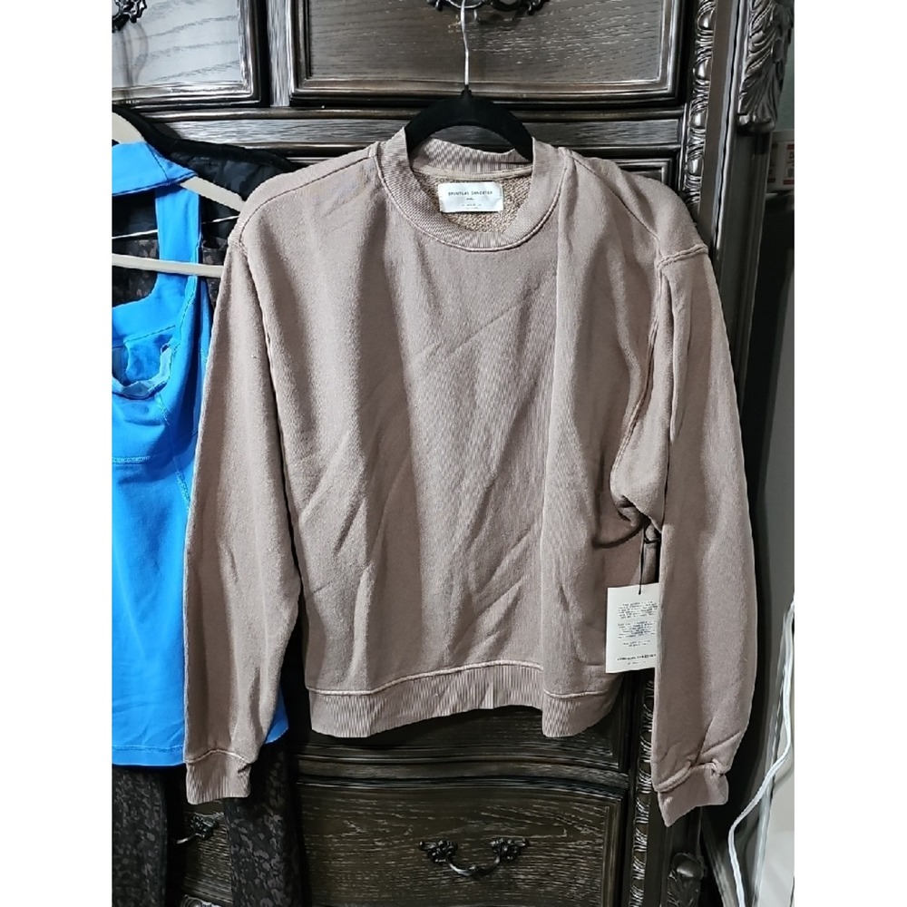 Spiritual Gangster Insignia Bardot Sweatshirt Mauve Brown CWSW001SG1 Small